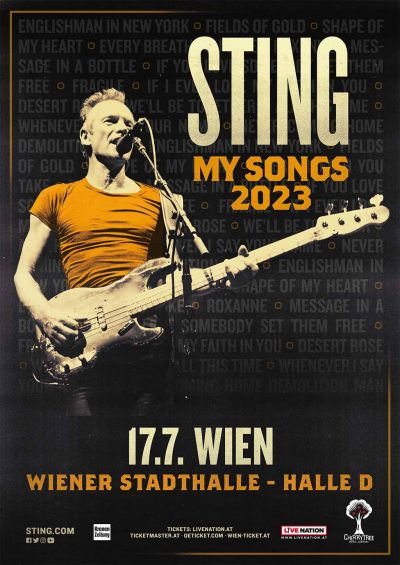 Sting | "My Songs"-Tour 2023 | Mo, 17.07.2023 @ Wiener Stadthalle, Halle D © Live Nation Austria GmbH
