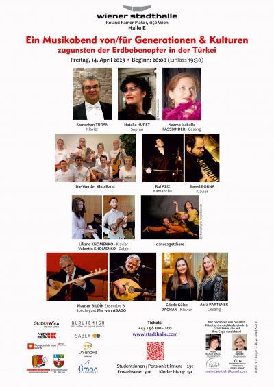 Ein Musikabend von/für Generationen und Kulturen | Fr, 14.04.2023 @ Wiener Stadthalle, Halle E © Österreichisch-Türkische Gesellschaft