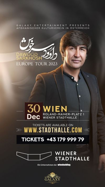 Dawood Sarkhosh | Europe Tour 2023 | Sa, 30.12.2023 @ Wiener Stadthalle, Halle F © Afghanischer Kulturverein in Österreich | West Coast AI AB