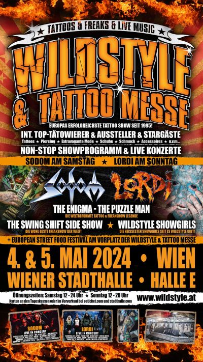 Wildstyle & Tattoo Messe | Sa, 04.05. & So, 05.05.2024 @ Wiener Stadthalle, Halle E © Wildstyle & Tattoo Messeveranstaltungs GmbH